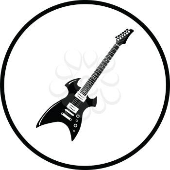 Electric guitar icon. Thin circle design. Vector illustration.