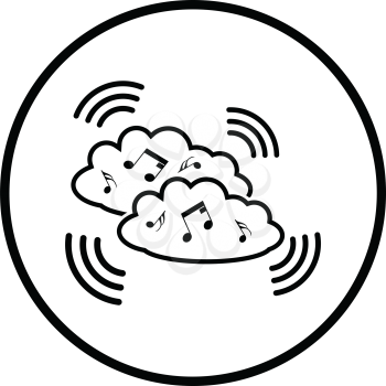 Music cloud icon. Thin circle design. Vector illustration.