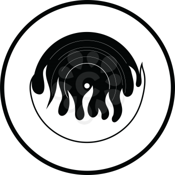 Flame vinyl icon. Thin circle design. Vector illustration.