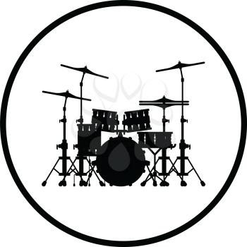 Drum set icon. Thin circle design. Vector illustration.