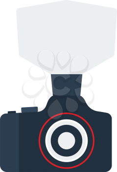 Camera with fashion flash icon. Flat color design. Vector illustration.