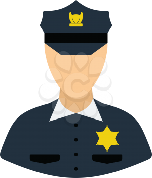 Policeman icon. Flat color design. Vector illustration.