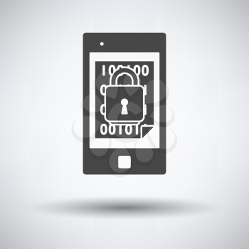 Mobile Security Icon on gray background, round shadow. Vector illustration.