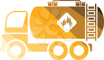 Fuel tank truck icon. Flat color design. Vector illustration.