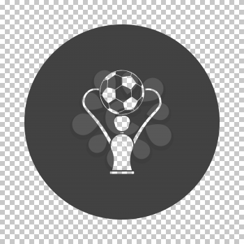 Soccer cup  icon. Subtract stencil design on tranparency grid. Vector illustration.