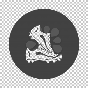 Pair soccer of boots  icon. Subtract stencil design on tranparency grid. Vector illustration.
