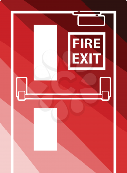 Fire exit door icon. Flat color design. Vector illustration.