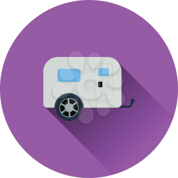 Flat design icon of camping family caravan car in ui colors. Vector illustration.