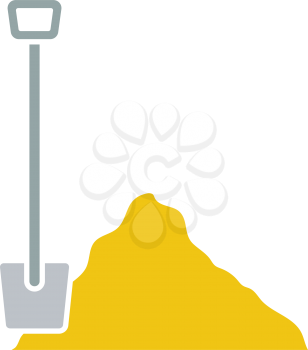 Icon of Construction shovel and sand. Flat design. Vector illustration.