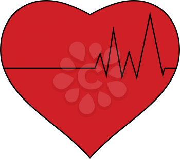 Flat design icon of Heart with cardio diagram in ui colors. Vector illustration.
