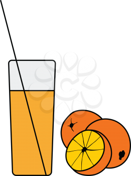 Flat design icon of Orange juice glass in ui colors. Vector illustration.