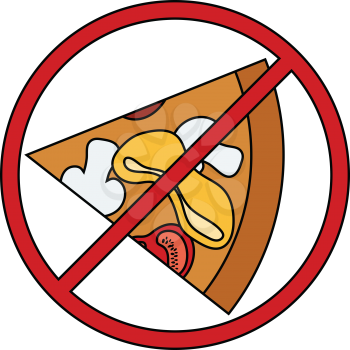 Prohibited pizza icon. Vector illustration.