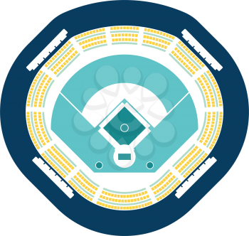 Baseball stadium icon. Flat color design. Vector illustration.