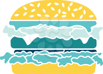 Hamburger icon. Flat color design. Vector illustration.