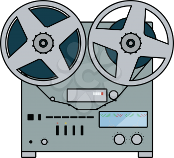 Reel tape recorder icon. Flat color design. Vector illustration.