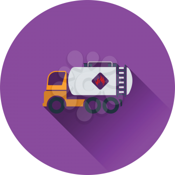 Fuel tank truck icon. Flat color design. Vector illustration.