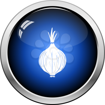 Onion icon. Glossy Button Design. Vector Illustration.