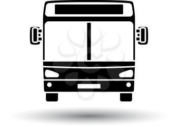 City bus icon front view. Black on White Background With Shadow. Vector Illustration.
