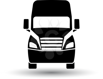 Truck icon front view. Black on White Background With Shadow. Vector Illustration.