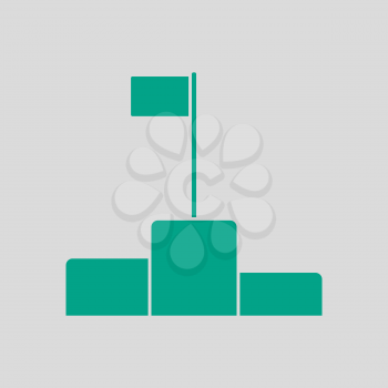 Pedestal Icon. Green on Gray Background. Vector Illustration.