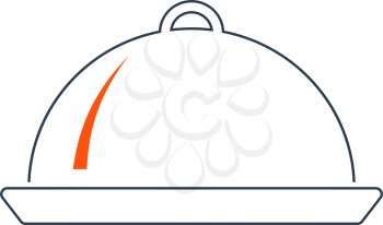 Icon Of Restaurant Cloche. Thin Line With Red Fill Design. Vector Illustration.