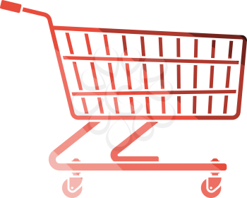 Supermarket shopping cart icon. Flat color design. Vector illustration.