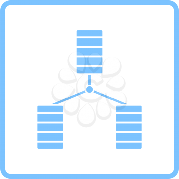 Database Icon. Blue Frame Design. Vector Illustration.
