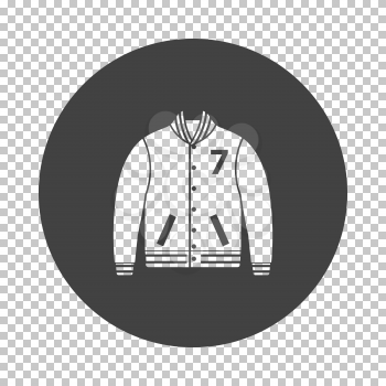 Baseball jacket icon. Subtract stencil design on tranparency grid. Vector illustration.