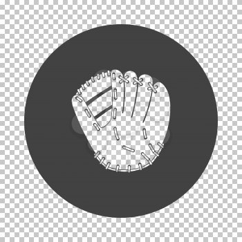 Baseball glove icon. Subtract stencil design on tranparency grid. Vector illustration.