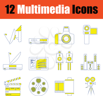 Multimedia  icon set. Thin line design. Vector illustration.