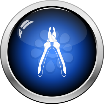 Pliers tool icon. Glossy Button Design. Vector Illustration.