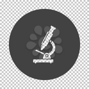School microscope icon. Subtract stencil design on tranparency grid. Vector illustration.
