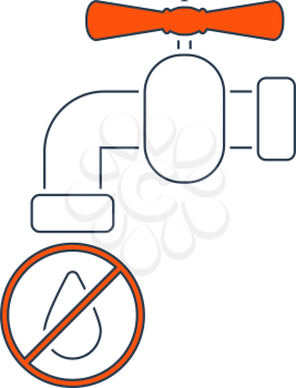 Water Faucet With Dropping Water Icon. Thin Line With Red Fill Design. Vector Illustration.