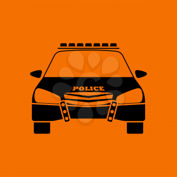 Police icon front view. Black on Orange background. Vector illustration.