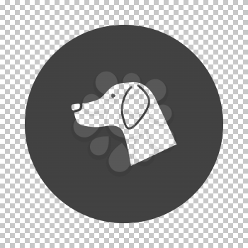 Dog head icon. Subtract stencil design on tranparency grid. Vector illustration.