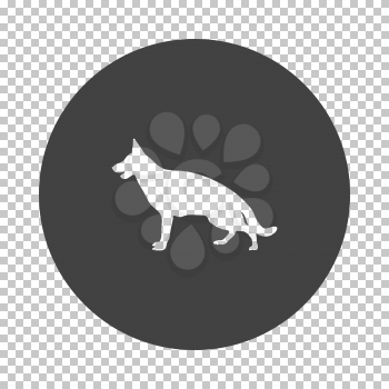 German shepherd icon. Subtract stencil design on tranparency grid. Vector illustration.