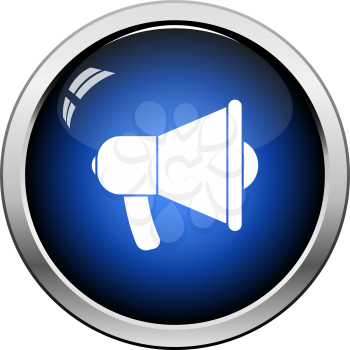 Promotion Megaphone Icon. Glossy Button Design. Vector Illustration.