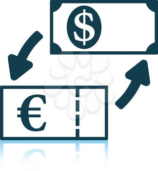 Currency dollar and euro exchange icon. Shadow reflection design. Vector illustration.