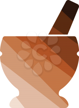 Mortar and pestle icon. Flat color design. Vector illustration.