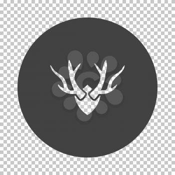 Deer's antlers  icon. Subtract stencil design on tranparency grid. Vector illustration.