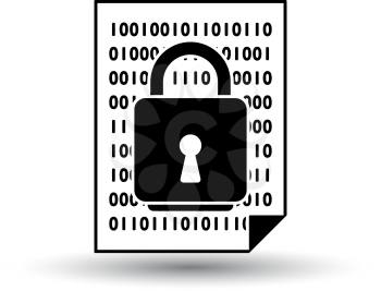 Data Security Icon. Black on White Background With Shadow. Vector Illustration.