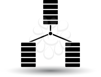 Database Icon. Black on White Background With Shadow. Vector Illustration.