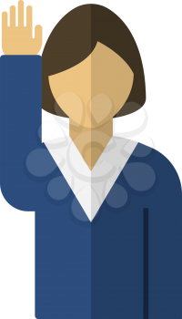 Voting Lady Icon. Flat Color Design. Vector Illustration.