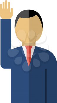 Voting Man Icon. Flat Color Design. Vector Illustration.