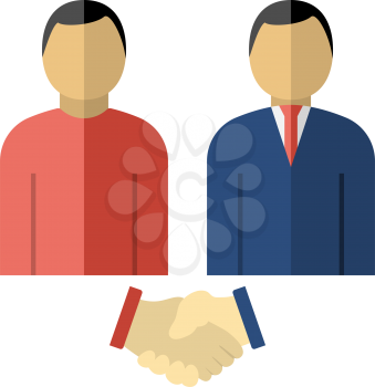 Two Man Making Deal Icon. Flat Color Design. Vector Illustration.