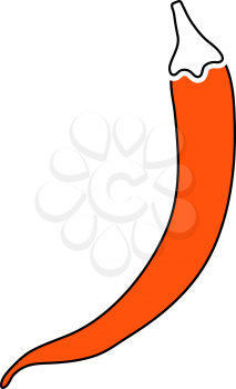 Chili Pepper Icon. Thin Line With Orange Fill Design. Vector Illustration.