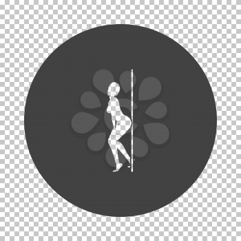 Stripper night club icon. Subtract stencil design on tranparency grid. Vector illustration.