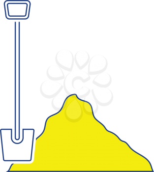 Icon of Construction shovel and sand. Thin line design. Vector illustration.