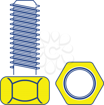 Icon of bolt and nut. Thin line design. Vector illustration.