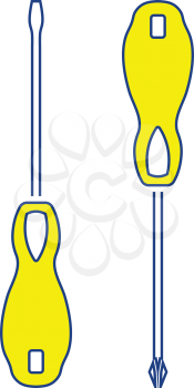 Icon of screwdriver. Thin line design. Vector illustration.